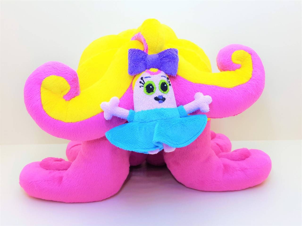 Cute doll with a big hair Handmade toy