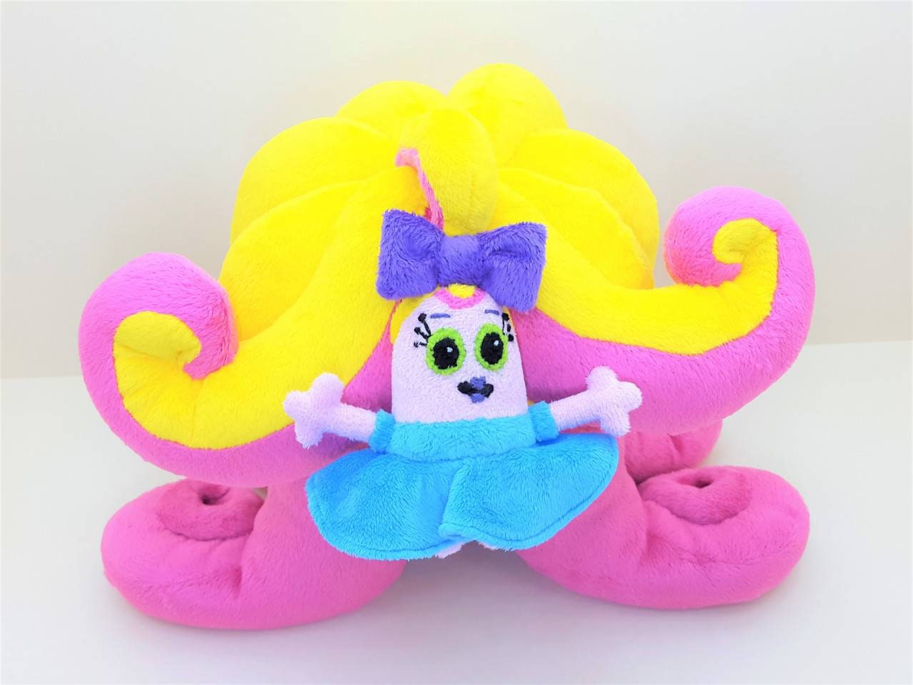 Cute doll with a big hair Handmade toy