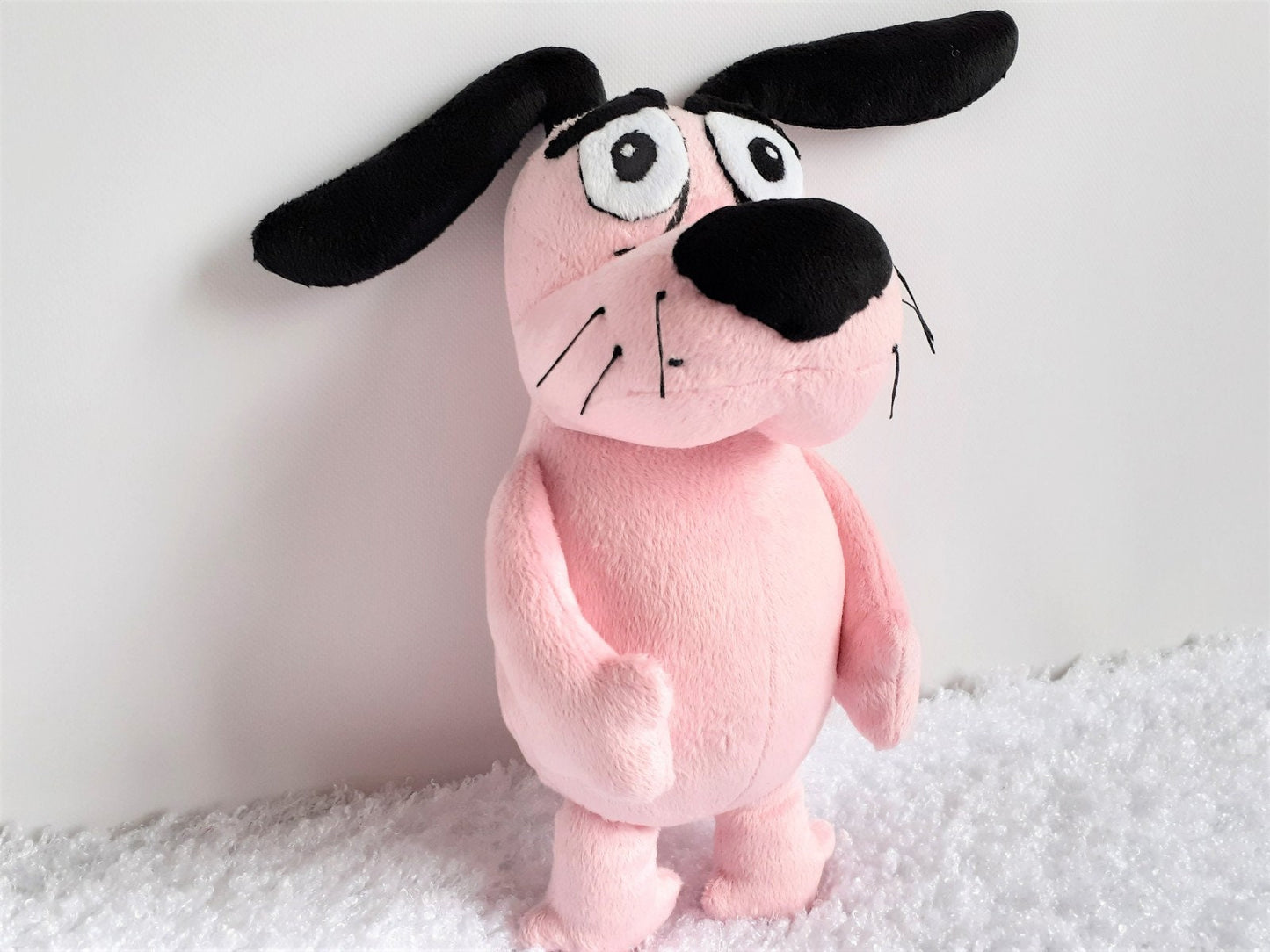 Stuffed pink Courage dog and Shirley Chihuahua plush