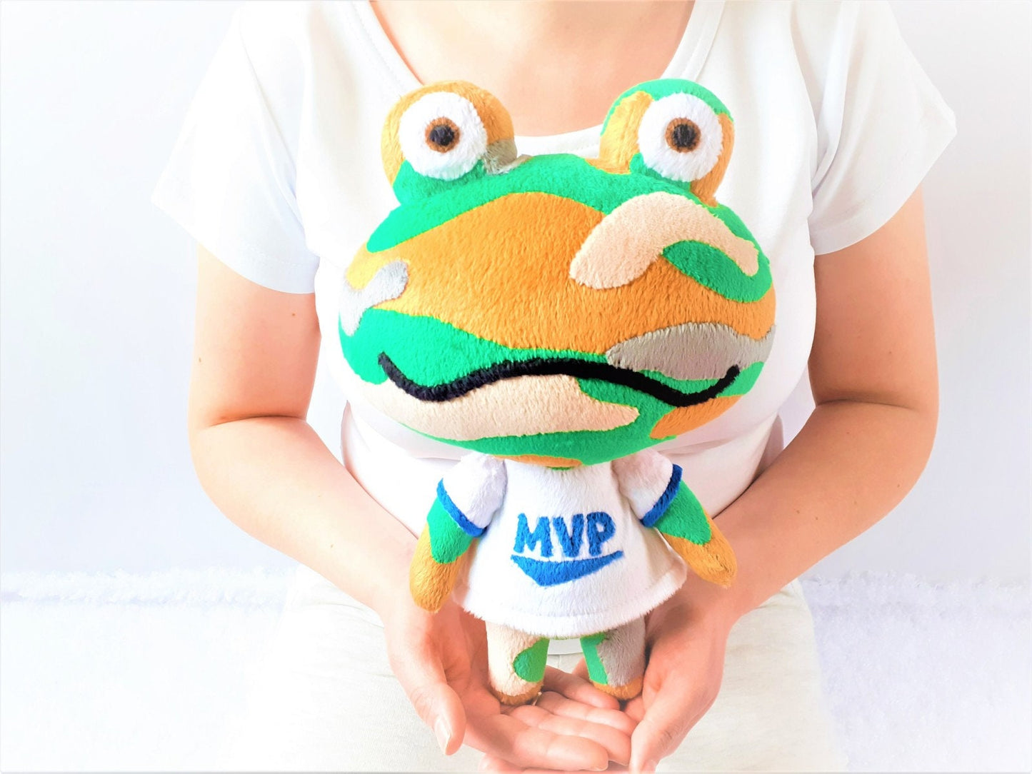 Handmade custom Camofrog the frog plushie