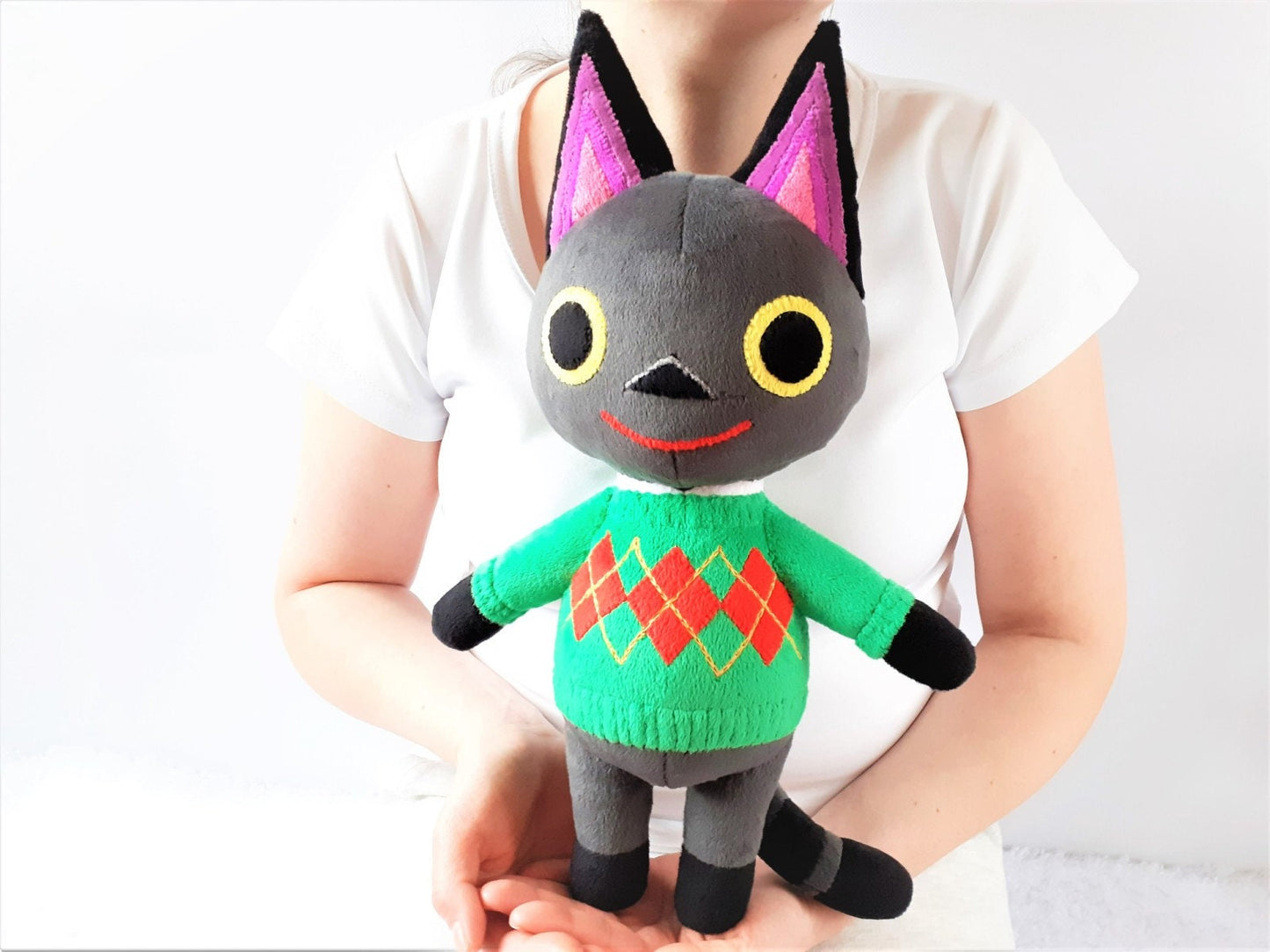 Custom stuffed Kiki Animal Crossing cat plush