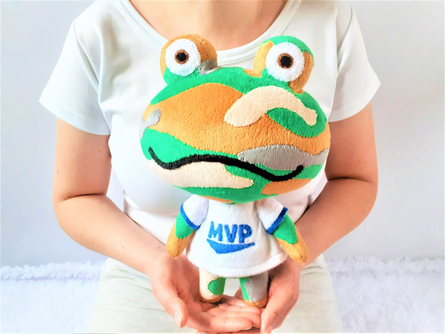 Handmade custom Camofrog the frog plushie