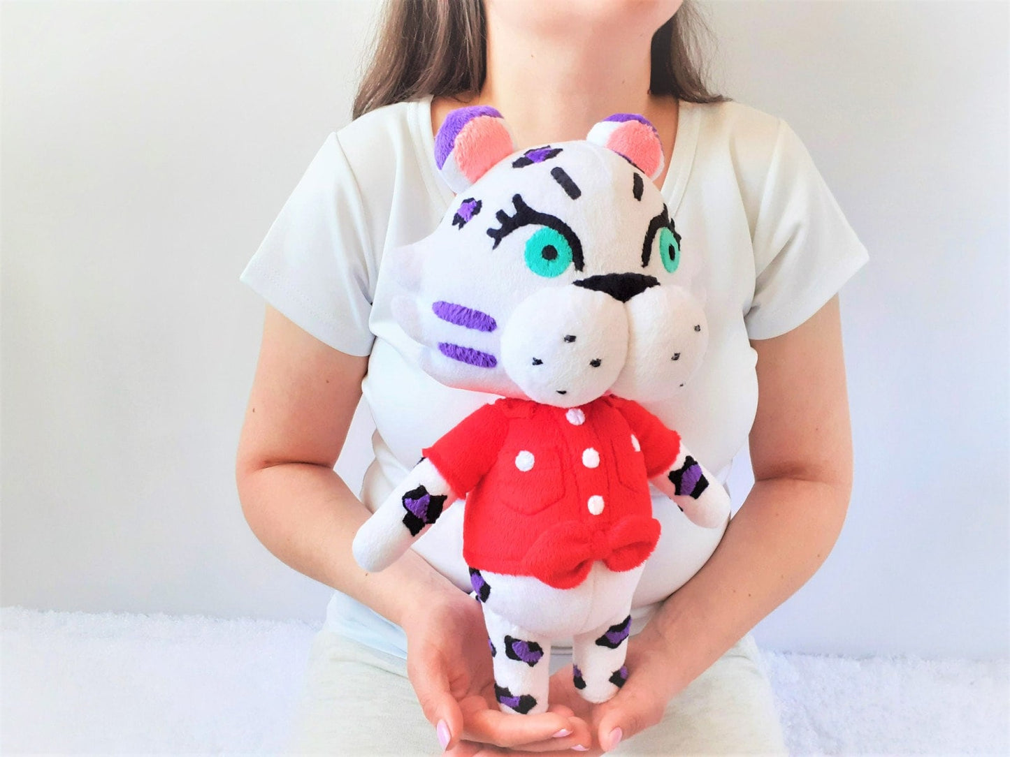 Handmade custom Bianca the white tiger ACNH plush